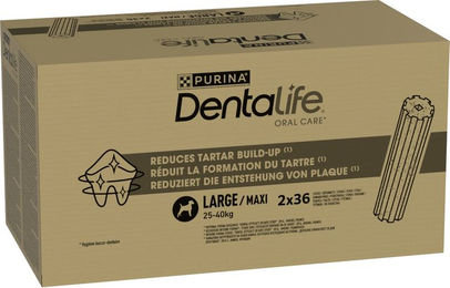 Produktbild von Purina Dentalife Zahnpflege-Snacks für große Hunde Adult ohne Zucker 2 x 72 Sticks à 106 g