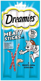 Purina Dreamies Meaty Sticks Lachs Leckerli für adulte Katzen 30 g - 5 x 30 g – Bild 1 von 3