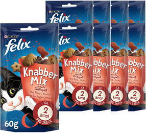 Purina Felix KnabberMix Grillspaß Knusprige Katzensnacks mit Rind Huhn und Lachs für erwachsene Katzen 480g – Bild 1 von 5