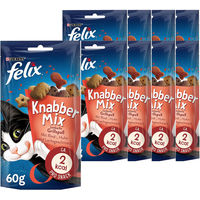 Produktbild von Purina Felix KnabberMix Grillspaß Knusprige Katzensnacks mit Rind Huhn und Lachs für erwachsene Katzen 480g