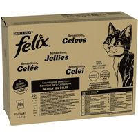 Produktbild von Purina Felix Sensations Nassfutter für Katzen Adult Stückchen in Gelee Rind Huhn Ente Lamm 80 Beutel à 85 g - 80 x 85 g