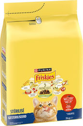 Produktbild von Purina Friskies Sterilized Katzenfutter mit Rind, Huhn und Gemüse zur Gewichtskontrolle und Harnwegspflege 3 kg - 3 kg