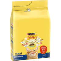 Produktbild von Purina Friskies Sterilized Katzenfutter mit Rind, Huhn und Gemüse zur Gewichtskontrolle und Harnwegspflege 3 kg - 3 kg
