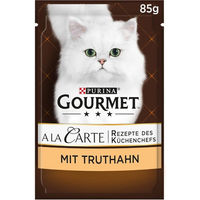 Produktbild von Purina Gourmet A la Carte Katzenfutter Nass mit Truthahn und Gemüse für erwachsene Katzen 26 x 85g Beutel