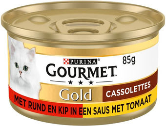 Purina Gourmet Gold Cassolettes Katzen Nassfutter Rind und Huhn Stückchen in Sauce für erwachsene Katzen 24 x 85 g – Bild 1 von 3
