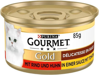 Purina Gourmet Gold Délicatesse Katzenfutter Nass Adult Rind und Huhn in Sauce 12 x 85g – Bild 1 von 1