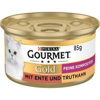 Produktbild von Purina Gourmet Gold Feine Komposition Katzenfutter Nass Adult Ente und Truthahn Stückchen in Sauce 12 x 85g