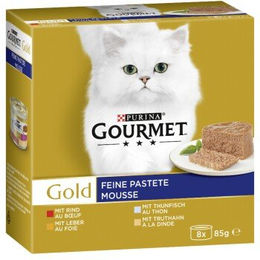 Purina Gourmet Gold Feine Pastete Katzenfutter Nass Mixpaket Rind Truthahn Thunfisch Adult 8 x 85 g - 8 x 85 g – Bild 1 von 4