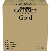 Produktbild von Purina Gourmet Gold Feine Pastete Sortenmix für erwachsene Katzen Rind Kaninchen Lamm Kalb 96 x 85 g - 96 x 85 g