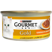 Produktbild von Purina Gourmet Gold Katzen Nassfutter Stückchen in Sauce Huhn oder Fisch für erwachsene Katzen 85 g