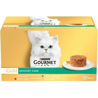 Produktbild von Purina Gourmet Gold Katzen Nassfutter Stückchen in Sauce mit Huhn, Rind, Lamm und Pute für adulte Katzen 48x85g