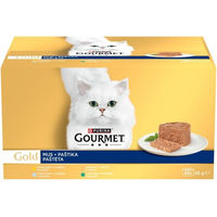 Produktbild von Purina Gourmet Gold Mousse Nassfutter für adulte Katzen mit Huhn, Thunfisch, Pute und Kaninchen 48x85g