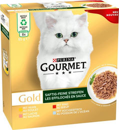 Purina Gourmet Gold Saftig-Feine Streifen Stückchen in Sauce Multipack 8x85g 680g – Bild 1 von 4