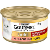Produktbild von PURINA GOURMET Gold Zarte Häppchen in Sauce Katzenfutter Nassfutter für erwachsene Katzen mit Lachs und Huhn 12 x 85g