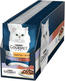 PURINA Gourmet Perle Duetto Nassfutter für erwachsene Katzen mit Kalb und Ente in Sauce, 26 x 85g – Bild 1 von 1