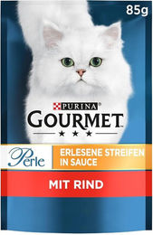 Purina Gourmet Perle Erlesene Streifen Katzenfutter Nass mit Rind für erwachsene Katzen 26 x 85g Beutel – Bild 1 von 1
