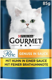 Purina Gourmet Perle Genuss Katzenfutter Nass mit Huhn für erwachsene Katzen 26 x 85g Beutel – Bild 1 von 1