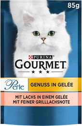 Purina Gourmet Perle Genuss Katzenfutter Nass mit Lachs und feiner Grilllachsnote für erwachsene Katzen 26 x 85g – Bild 1 von 1