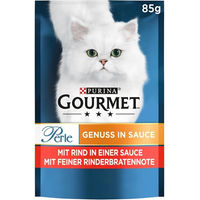Produktbild von PURINA GOURMET Perle Genuss Katzenfutter Nass mit Rind für adulte Katzen 26 x 85g Beutel