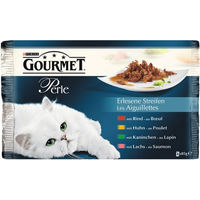 Produktbild von Purina Gourmet Perle Katzen Nassfutter Stückchen in Sauce Rind Huhn Kaninchen Lachs - 12 x 340 g