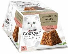 Purina Gourmet Revelations Katzen Nassfutter für Adult mit Lachs Stückchen in Gelee 110g – Bild 1 von 2