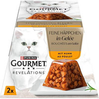 Produktbild von PURINA Gourmet Revelations Katzen Nassfutter Huhn Stückchen in Gelee für erwachsene Katzen 24 x 57g