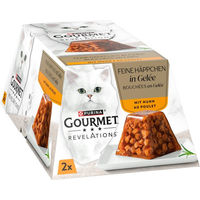 Produktbild von Purina Gourmet Revelations Katzen Nassfutter Stückchen in Gelee Huhn für erwachsene Katzen 24x 57g