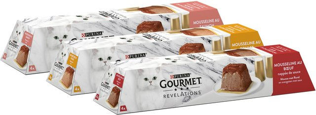 Purina Gourmet Revelations Mousse Rind für ausgewachsene Katzen ohne Farb- und Aromastoffe sowie ohne Konservierungsstoffe 24 x 57 g - 4 x 57 g – Bild 1 von 8