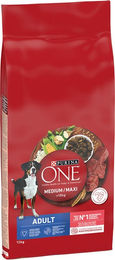 Produktbild von Purina ONE Adult Hundefutter Medium/Maxi Rind & Reis für Haut & Fell und Immunsystem 12 kg - 12 kg