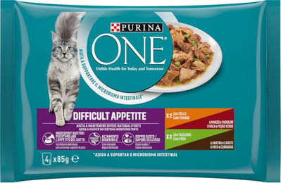 Produktbild von Purina One Adult Katzenfutter Huhn Truthahn Rind Ente 8 x 85 g Beutel - 8 x 85 g