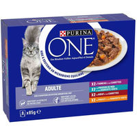 Produktbild von Purina ONE Adult Katzenfutter Mix 8 x 85 g mit Huhn, Rind, Lamm und Fisch - 8 x 85 g