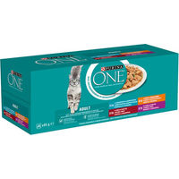 Produktbild von PURINA ONE Adult Katzenfutter Mixpaket Stückchen in Sauce Huhn Rind Lamm Fisch 40 x 85 g - 40 x 85 g