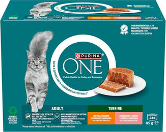 Purina One Adult Katzenfutter Sensitive Mixpaket mit Huhn, Lachs und Thunfisch Stückchen in Sauce 48 x 85 g – Bild 1 von 1