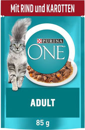 Produktbild von Purina ONE Adult Katzenfutter Stückchen in Sauce Rind 26x85g