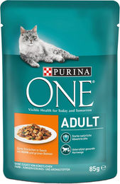 Purina ONE Adult Katzenfutter Zarte Stückchen in Sauce mit Huhn 26 x 85 g Beutel – Bild 1 von 1