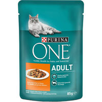 Produktbild von Purina ONE Adult Katzenfutter Zarte Stückchen in Sauce mit Huhn 26 x 85 g Beutel