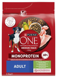 Purina One Adult Trockenfutter für Hunde Mittlere und Große Rassen Monoprotein Pute 2,5kg – Bild 1 von 2