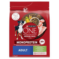 Produktbild von Purina One Adult Trockenfutter für Hunde Mittlere und Große Rassen Monoprotein Pute 2,5kg