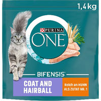 Produktbild von Purina ONE BIFENSIS Adult Katzenfutter Huhn mit Vollkorn-Getreide zur Haarballen- und Fellpflege 6 x 750 g