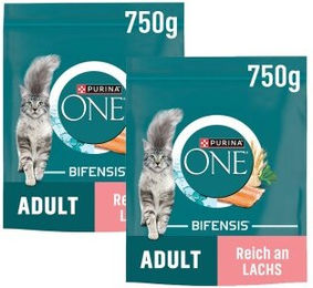 Produktbild von Purina ONE Bifensis Adult Katzenfutter Lachs 2x750 g ohne Farb- und Aromastoffe - 2 x 750 g