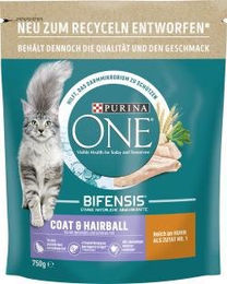 Purina One Bifensis Coat & Hairball Katzenfutter mit Huhn für Langhaarkatzen 750 g - 750 g – Bild 1 von 4