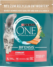 Purina ONE Bifensis Sterilcat Katzenfutter Adult mit Lachs zur Gewichtskontrolle 750 g - 750 g – Bild 1 von 4