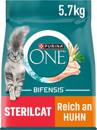 Produktbild von Purina One Bifensis Sterilcat Katzenfutter Huhn für kastrierte erwachsene Katzen zur Gewichtskontrolle 2x5,7kg
