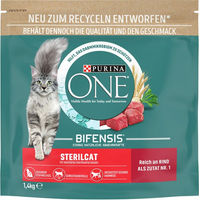 Produktbild von Purina One Bifensis Sterilcat Trockenfutter für kastrierte Katzen Adult mit Rind zur Gewichtskontrolle und Unterstützung der Harnwege 6 x 1,4kg