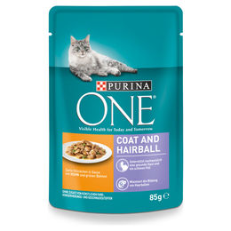 Purina ONE Coat & Hairball Katzenfutter Adult Huhn Stückchen in Sauce 26 x 85 g - 26 x 85 g – Bild 1 von 3