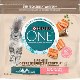 Produktbild von Purina One Getreidefreies Katzenfutter Adult Lachs Sensitive 1,1 kg - 1,1 kg