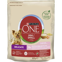 Produktbild von Purina One Hundetrockenfutter Adult Mini Lachs 800 g zur Unterstützung von Verdauung und Immunsystem - 800 g