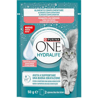 Produktbild von Purina One Hydralife Liquid Flüssiger Katzensnack mit Lachs für erwachsene Katzen 12 x 50 g