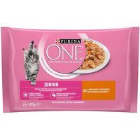Produktbild von Purina One Junior Kitten Nassfutter Huhn Stückchen in Sauce 4x85g