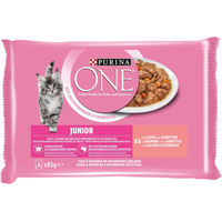 Produktbild von Purina One Junior Kitten Nassfutter Lachs in Sauce ohne Farb- und Aromastoffe 12 x 4 x 85 g - 12 x 340 g
